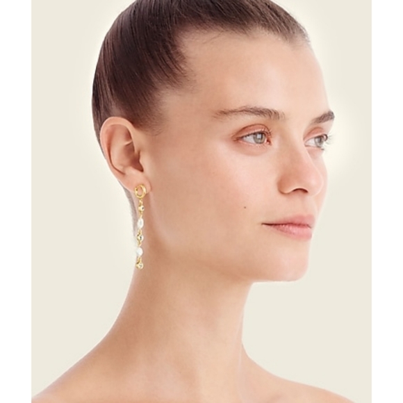 16. J.Crew Freshwater pearl sparkle drop earrings - Picture 2 of 4
